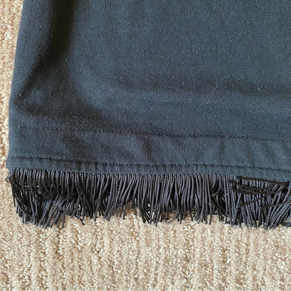Black Sleeveless Dress with Fringe Hem/LBD - Picture 3 of 7